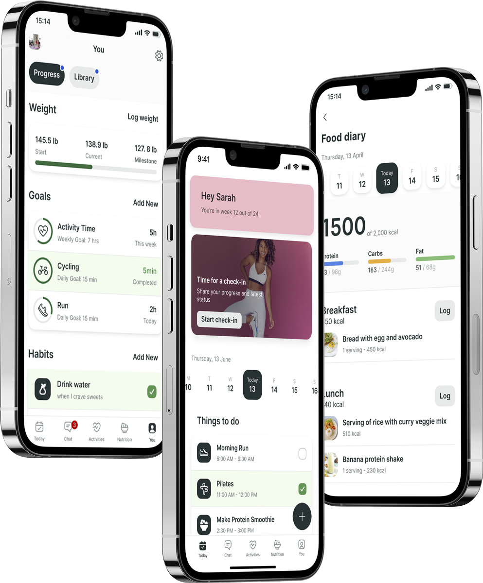 A mockup of the coaching app showcasing the features.